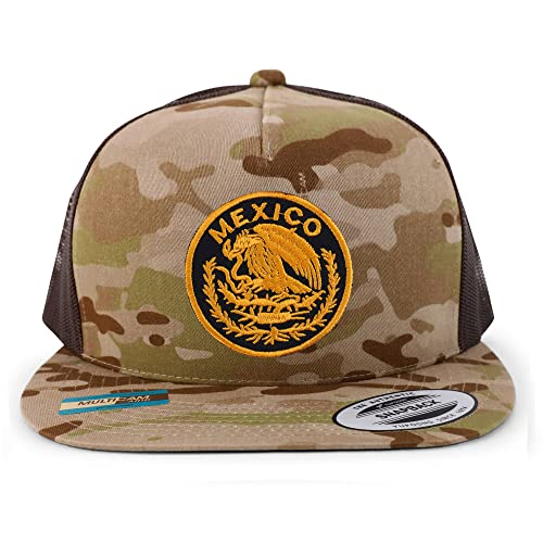Trendy Apparel Shop Circular Mexico Patch 5 Panel Flatbill Trucker Cap