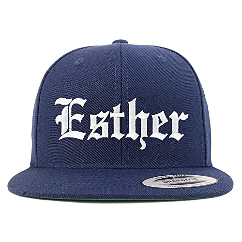 Trendy Apparel Shop Esther Old English Embroidered Flatbill Snapback