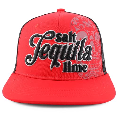 Trendy Apparel Shop Tequila Salt Lime 3D Embroidered Flatbill Mesch Back Cap