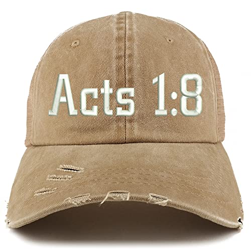 Trendy Apparel Shop Acts 1:8 Frayed Bill Trucker Mesh Back Cap