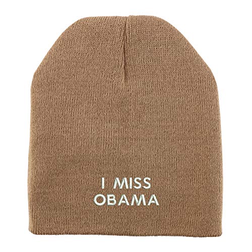 Trendy Apparel Shop I Miss Obama Embroidered Made in USA Short Acrylic Knit Winter Beanie Hat