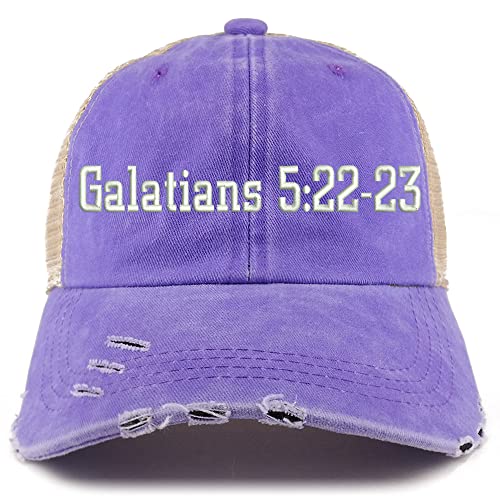 Trendy Apparel Shop Galatians 5:22-23 Frayed Bill Trucker Mesh Back Cap