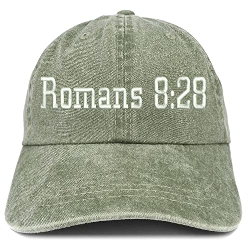 Trendy Apparel Shop Romans 8:28 Washed Pigment Dyed Baseball Cap