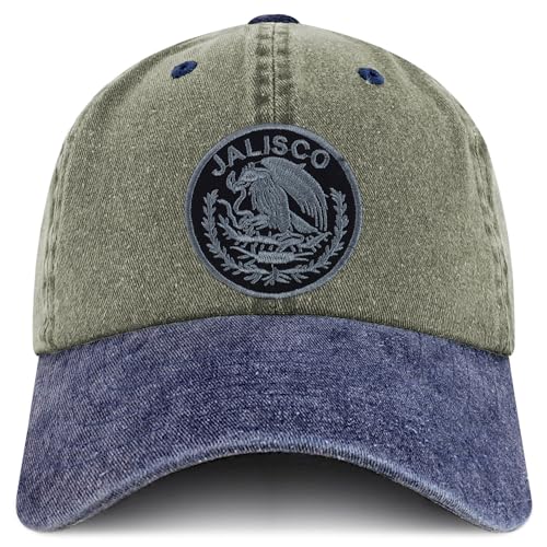 Trendy Apparel Shop Jalisco Mexico Charcoal Embroidered Patch Pigment Dyed Washed Baseball Cap