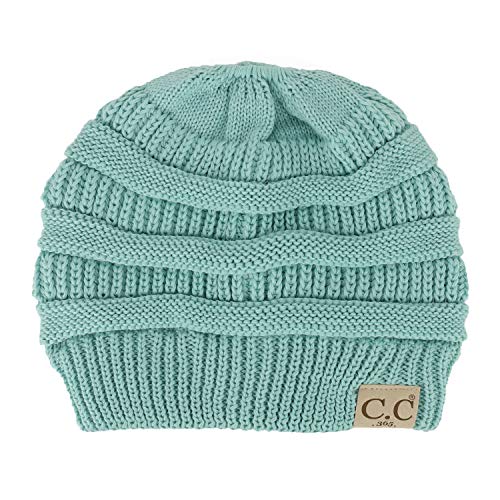 Trendy Apparel Shop Women's Lightweight Ribbed Knit 365 Stretchable Ponytail Beanie Cap