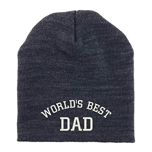 Trendy Apparel Shop World's Best Dad Embroidered Made in USA Short Acrylic Knit Winter Beanie Hat