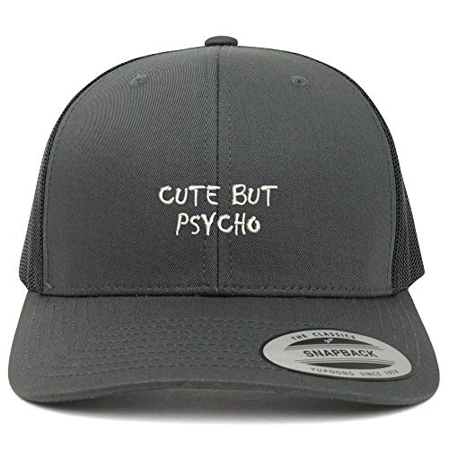 Trendy Apparel Shop Flexfit XXL Cute But Psycho Small Embroidered Retro Trucker Mesh Cap