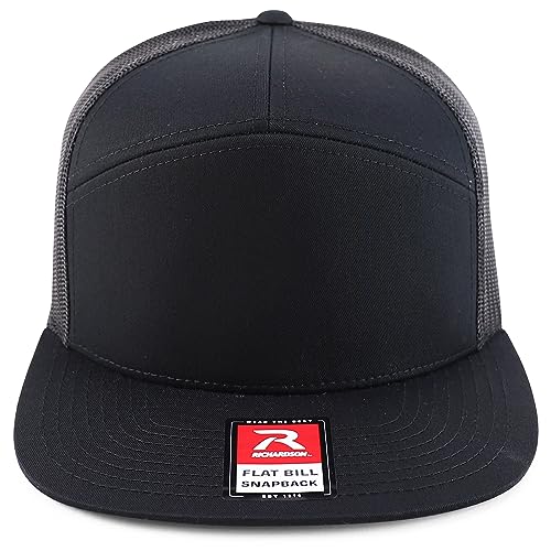 Trendy Apparel Shop Structured High Profile 7 Panel Flat Bill Mesh Back Snapback Cap
