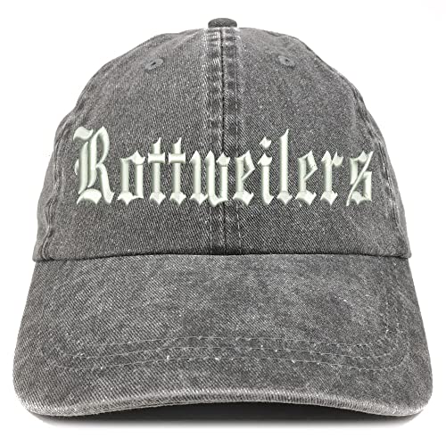 Trendy Apparel Shop Old English Rottweilers Washed Pigment Dyed Baseball Cap