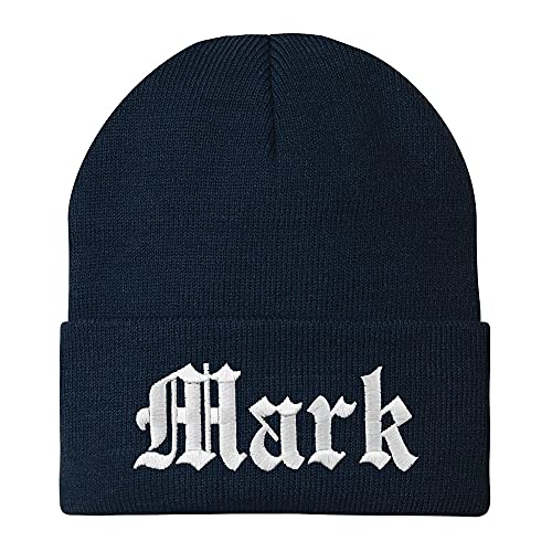 Trendy Apparel Shop Mark Old English Embroidered Long Cuff Beanie