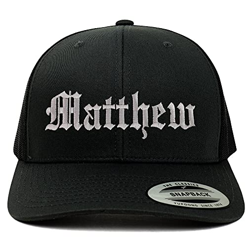 Trendy Apparel Shop Matthew Old English 6 Panel Trucker Mesh Cap