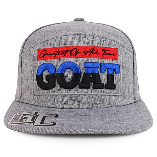 Trendy Apparel Shop Goat Embroidered 100% Cotton Flatbill Snapback Cap