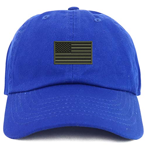 Trendy Apparel Shop Youth Sized Olive American Flag Embroidered Adjustable Unstructured Baseball Cap