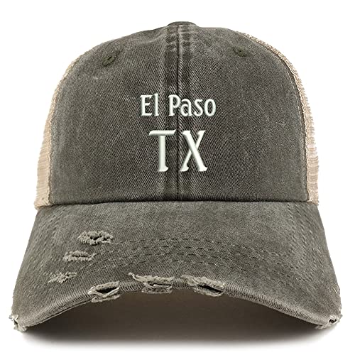 Trendy Apparel Shop El Paso TX Embroidered Frayed Bill Trucker Mesh Back Cap