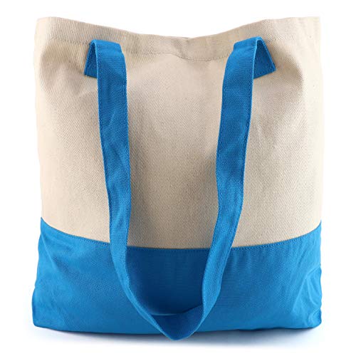 Trendy Apparel Shop Colorblock Cotton Twill Large Tote Bag