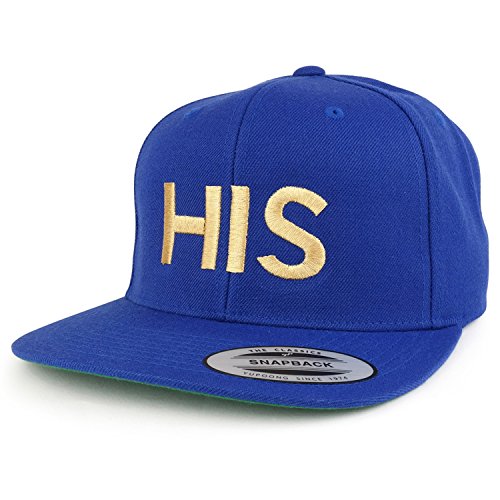 Trendy Apparel Shop His Gold Embroidered Flat Bill Structured Baseball Cap