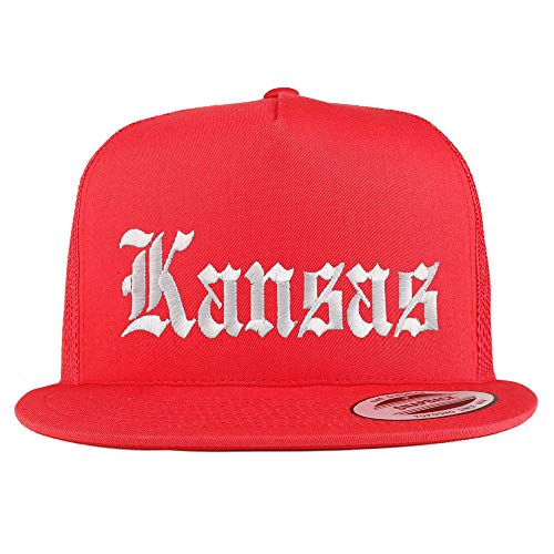 Trendy Apparel Shop Kansas State Old English 5 Panel Flatbill Trucker Mesh Cap