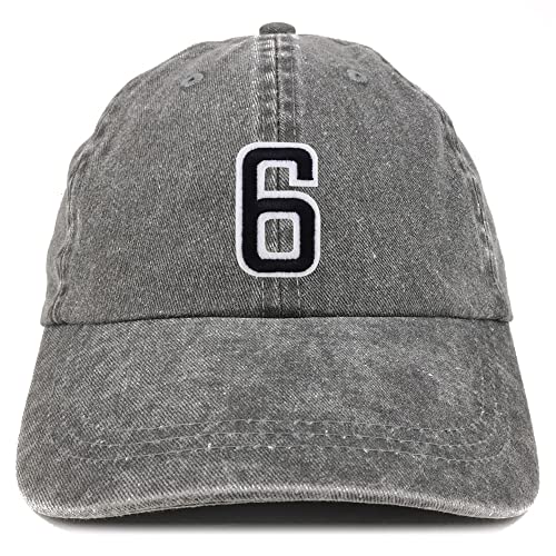 Trendy Apparel Shop Number 6 Patch Pigment Dyed Washed Baseball Cap