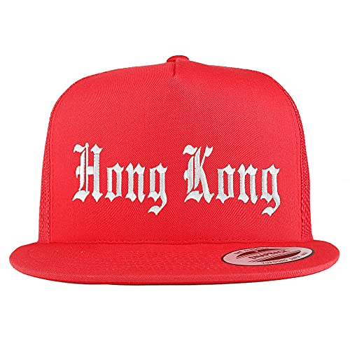 Trendy Apparel Shop Hong Kong Old English 5 Panel Flatbill Trucker Cap