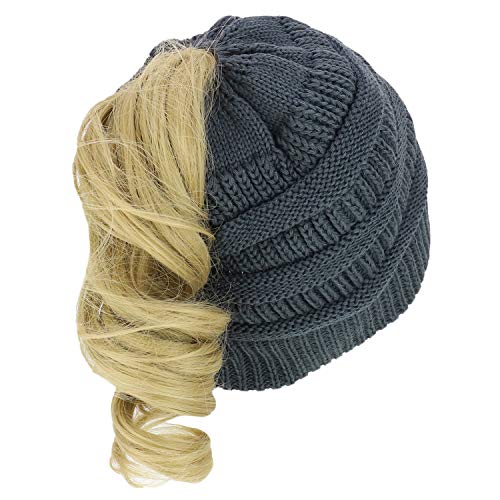 Trendy Apparel Shop Women's Lightweight Ribbed Knit 365 Stretchable Ponytail Beanie Cap
