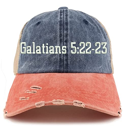 Trendy Apparel Shop Galatians 5:22-23 Frayed Bill Trucker Mesh Back Cap