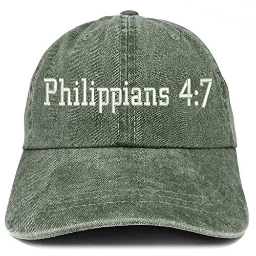 Trendy Apparel Shop Philippians 4:7 Washed Pigment Dyed Baseball Cap