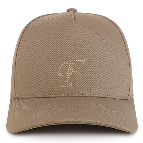Trendy Apparel Shop Letter F Rhinestone Patch 5 Panel Cotton Baseball Cap