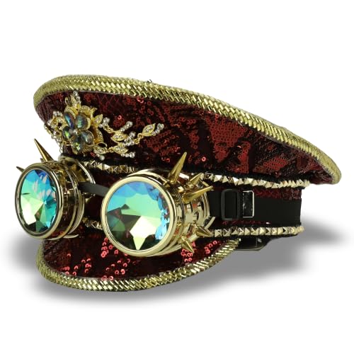 Trendy Apparel Shop Festival Party Sparkly Sequin Rhinestone Captain Hat