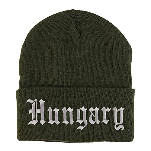Trendy Apparel Shop Hungary Old English Embroidered Long Cuff Beanie