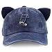Trendy Apparel Shop Washed Cotton Cat Ear Baseball Cap with Sunglasses Holder