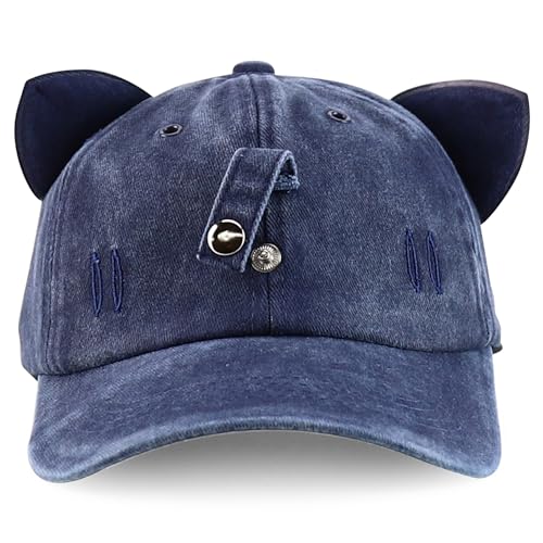 Trendy Apparel Shop Washed Cotton Cat Ear Baseball Cap with Sunglasses Holder