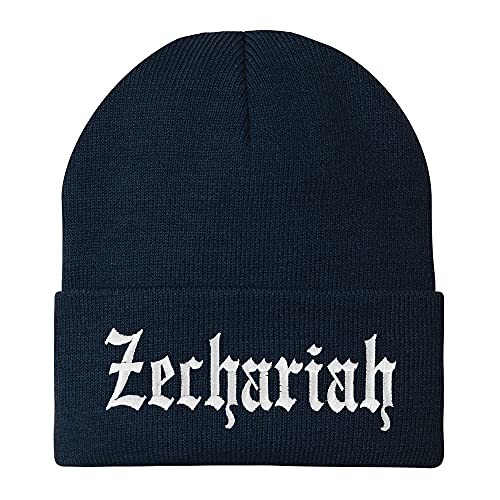 Trendy Apparel Shop Zechariah Old English Embroidered Long Cuff Beanie