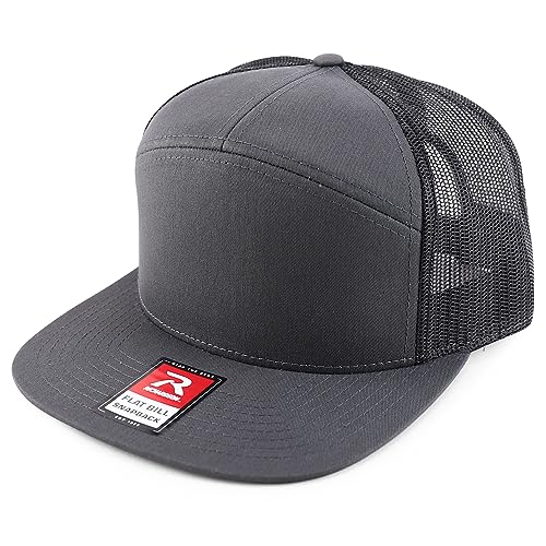 Trendy Apparel Shop Structured High Profile 7 Panel Flat Bill Mesh Back Snapback Cap