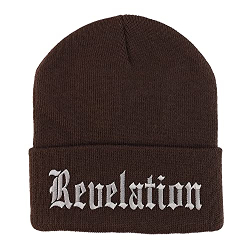 Trendy Apparel Shop Revelations Old English Embroidered Long Cuff Beanie