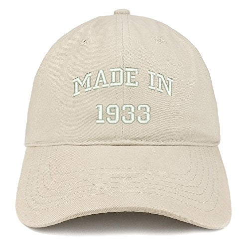 Trendy Apparel Shop Made in 1933 Text Embroidered 88th Birthday Brushed Cotton Cap
