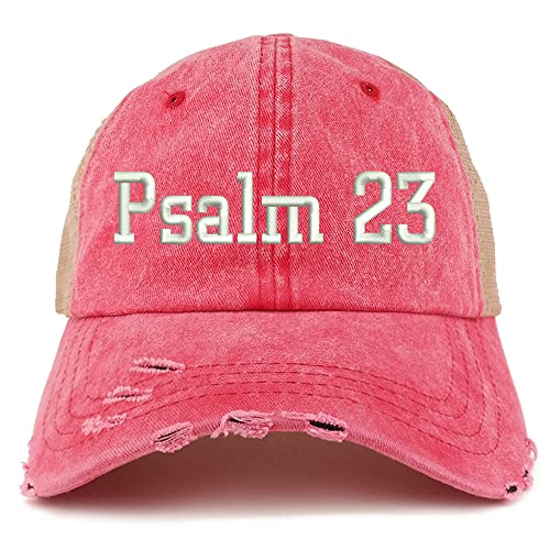 Trendy Apparel Shop Psalm 23 Frayed Bill Trucker Mesh Back Cap