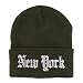 Trendy Apparel Shop New York State Old English Embroidered Long Cuff Beanie