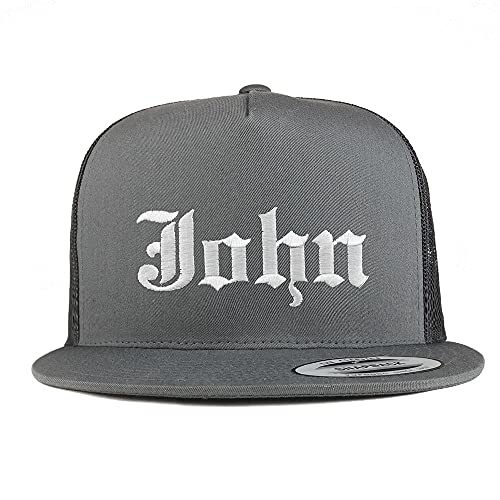 Trendy Apparel Shop John Old English 5 Panel Flatbill Trucker Cap