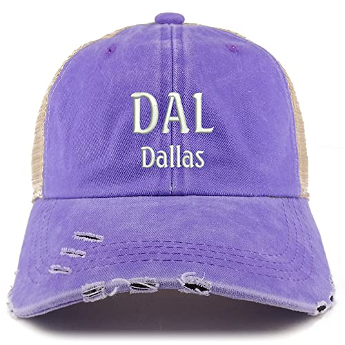 Trendy Apparel Shop DAL Dallas Embroidered Frayed Bill Trucker Mesh Back Cap
