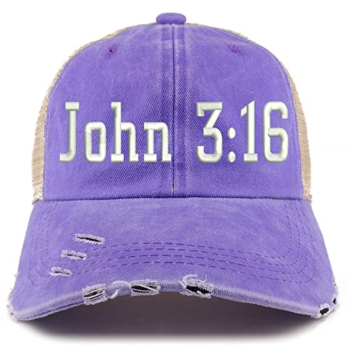 Trendy Apparel Shop John 3:16 Frayed Bill Trucker Mesh Back Cap