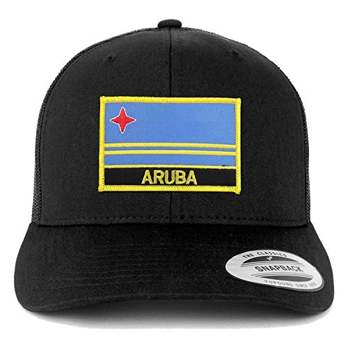 Trendy Apparel Shop Flexfit XXL Aruba Flag Retro Trucker Mesh Cap