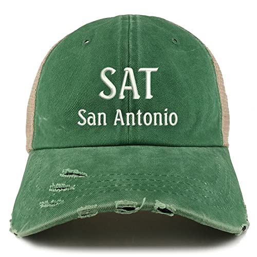 Trendy Apparel Shop SAN San Antonio Embroidered Frayed Bill Trucker Mesh Back Cap