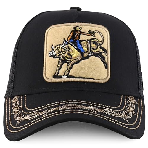 Trendy Apparel Shop Rodeo Patch Structured Curved Bill Mesh Snapback Baseball Cap