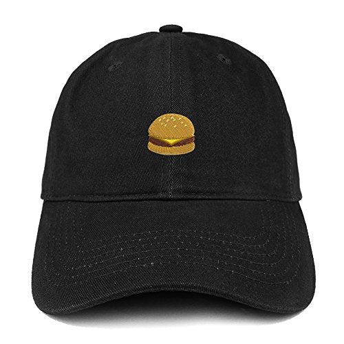Trendy Apparel Shop Cheese Burger Emoticon Quality Embroidered Low Profile Cotton Dad Hat Cap - Black