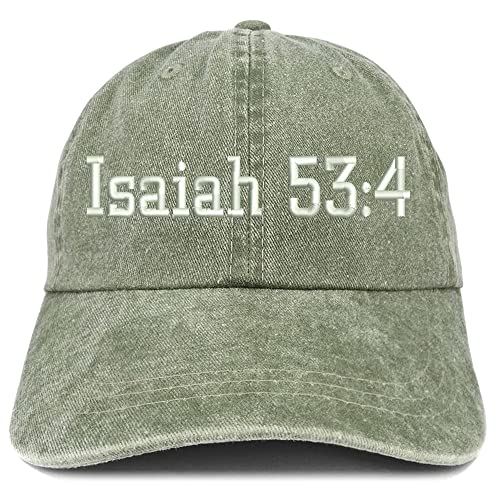 Trendy Apparel Shop Isaiah 53:4 Washed Pigment Dyed Baseball Cap