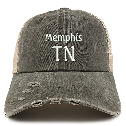 Trendy Apparel Shop Memphis TN Embroidered Frayed Bill Trucker Mesh Back Cap