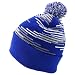 Trendy Apparel Shop Made in USA Staggered Bar Pattern Pom Pom Long Cuff Beanie