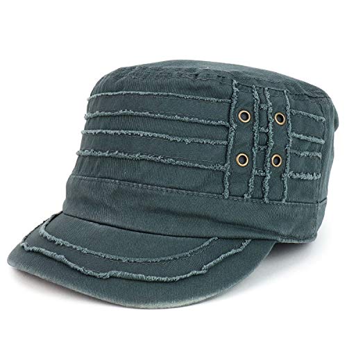 Trendy Apparel Shop Distressed Elastic Fit Frayed Cadet Flat Top Style Army Cap