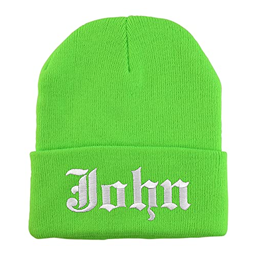 Trendy Apparel Shop John Old English Embroidered Long Cuff Beanie
