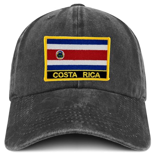 Trendy Apparel Shop Costa Rica Flag Embroidered Patch Pigment Dyed Washed Baseball Cap